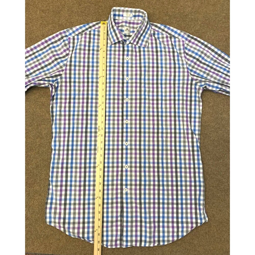 Peter Millar Shirt Mens L Plaid Gingham Long Sleeve Cotton Knit Preppy Button Up - Picture 3 of 6